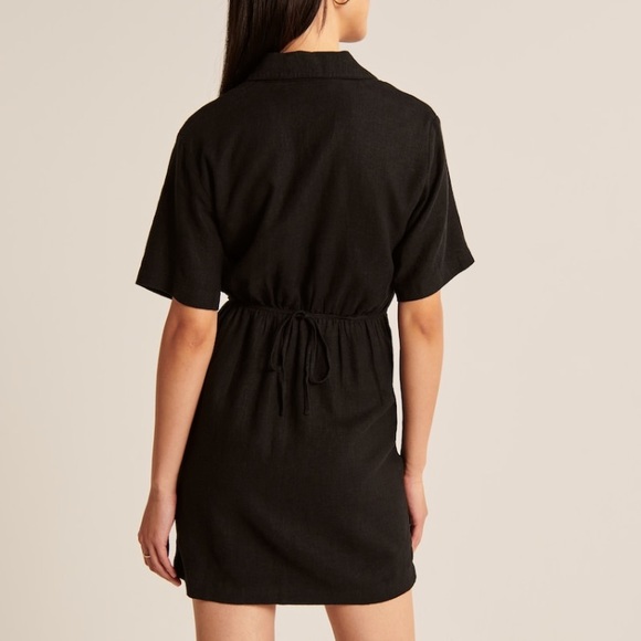 NWT Abercrombie Linen Blend Cut-Out Shirt Dress - Picture 3 of 7